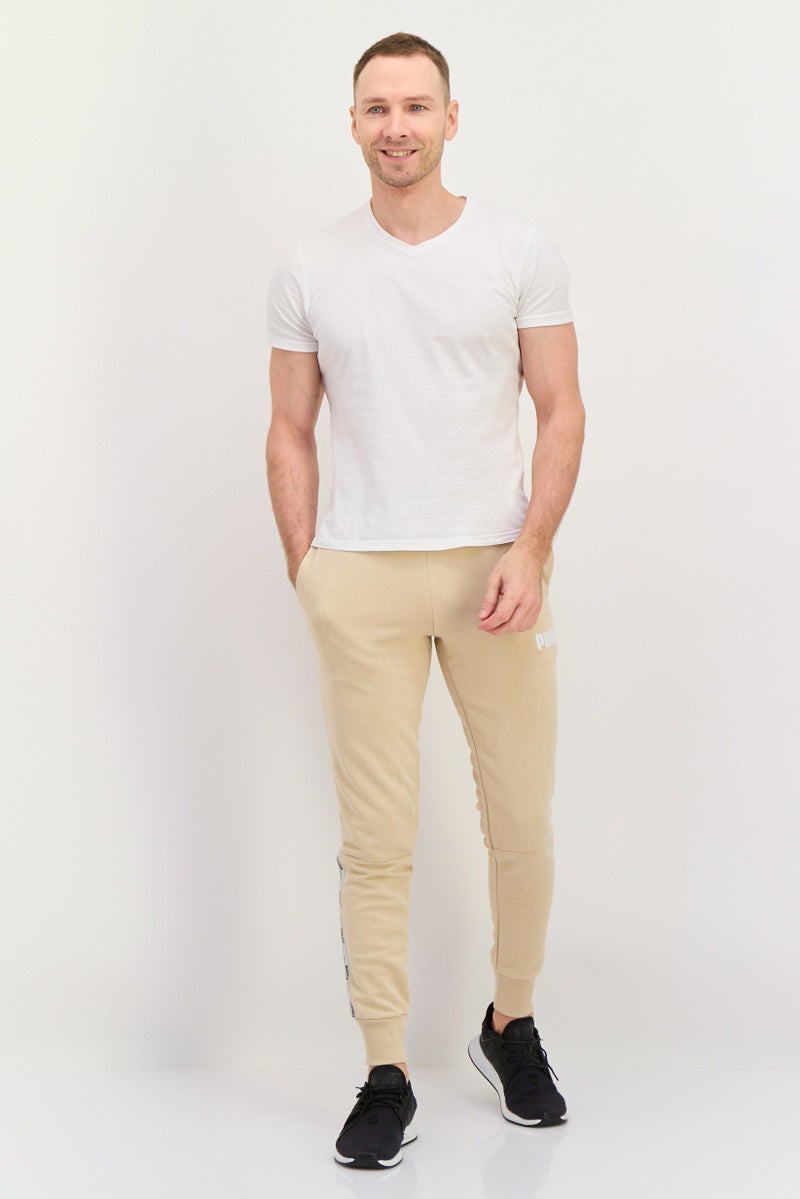 PUMA سروال تدريب رياضي للرجال مع حبل سحب، بيج - Image 4